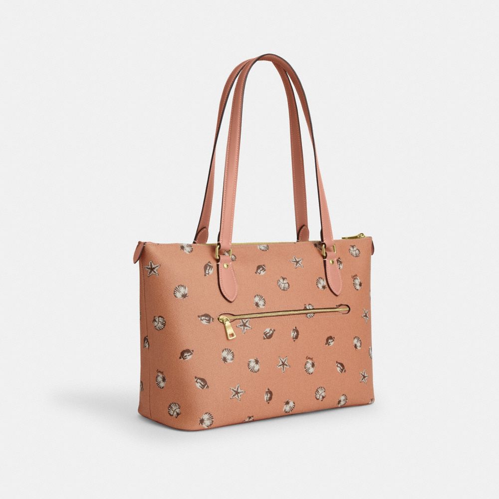 COACH®,Gallery Tote Bag With Shell Print,,Angle View