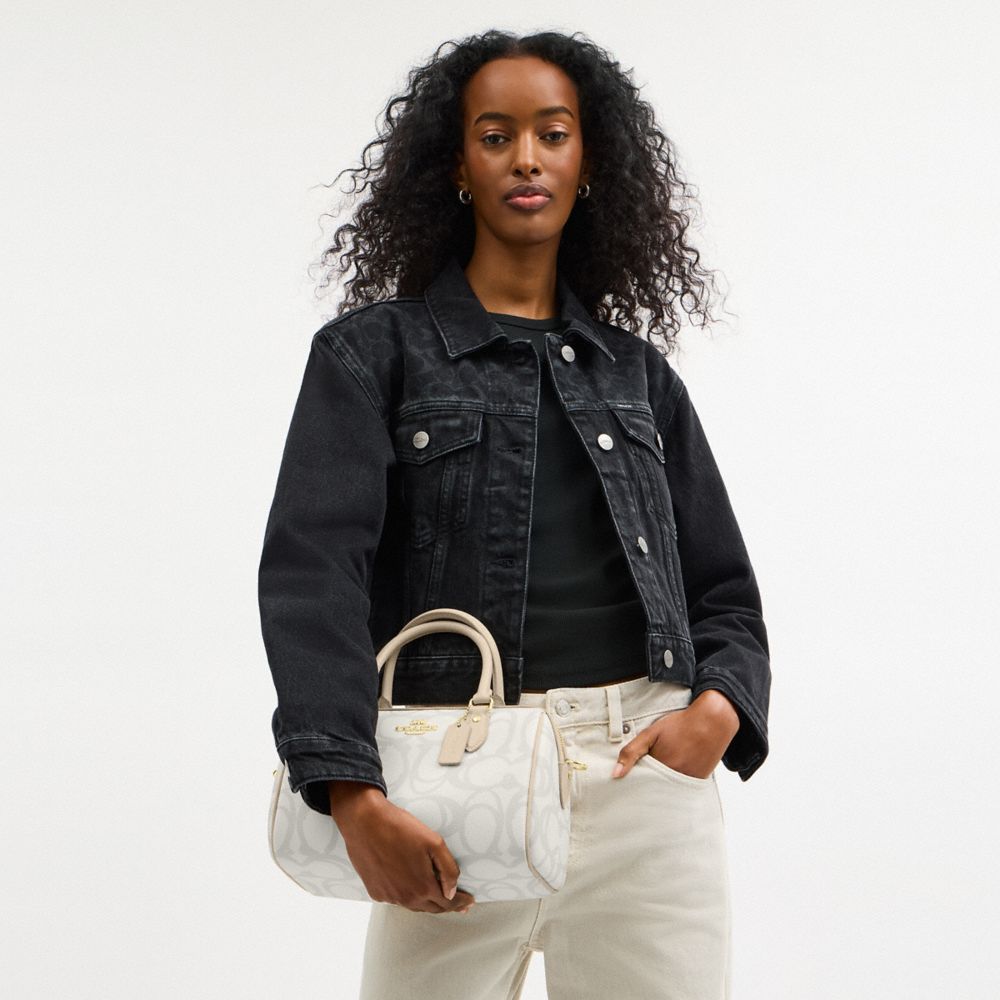 COACH®,Rowan Satchel Bag In Sketch Signature Canvas,,Detail View