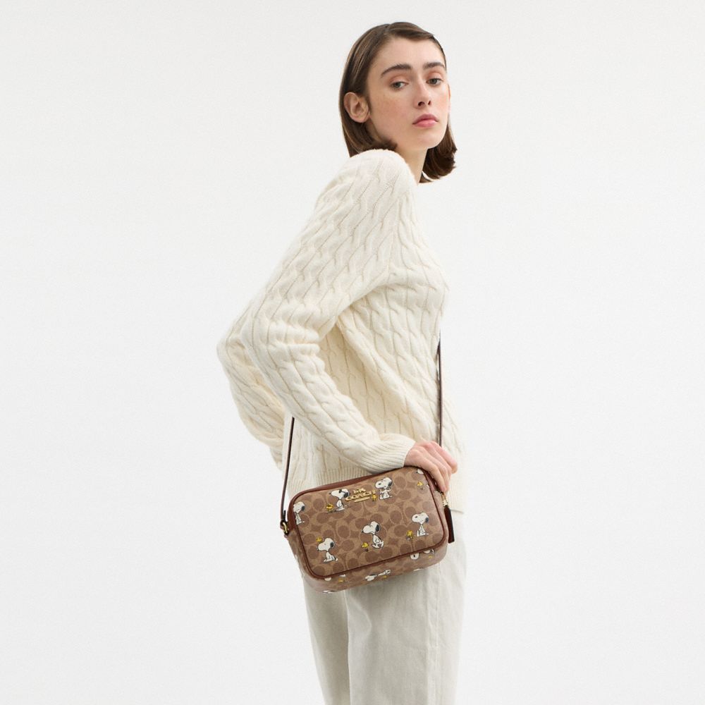 COACH®,Coach X Peanuts Jamie Camera Bag In Signature Canvas With Snoopy Print,