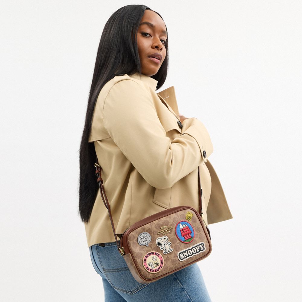 COACH®,Coach X Peanuts Jamie Camera Bag In Signature Canvas With Patches,