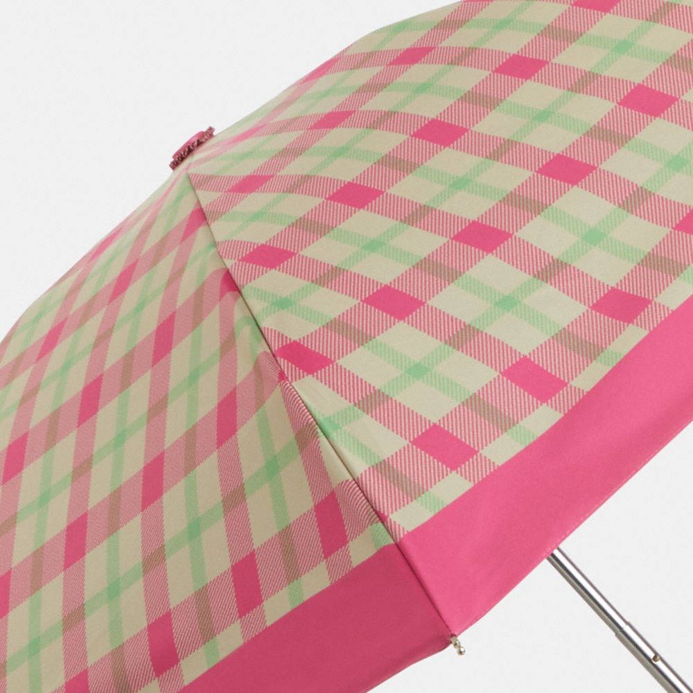 COACH®,Uv Protection Mini Umbrella With Plaid Print,Multi Color,Closer View
