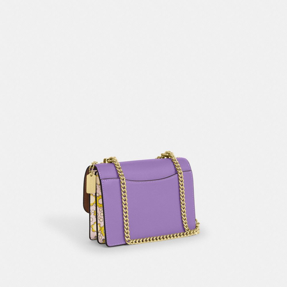COACH®,Mini Klare Crossbody Bag In Colorblock With Floral Print,Lavender,Angle View