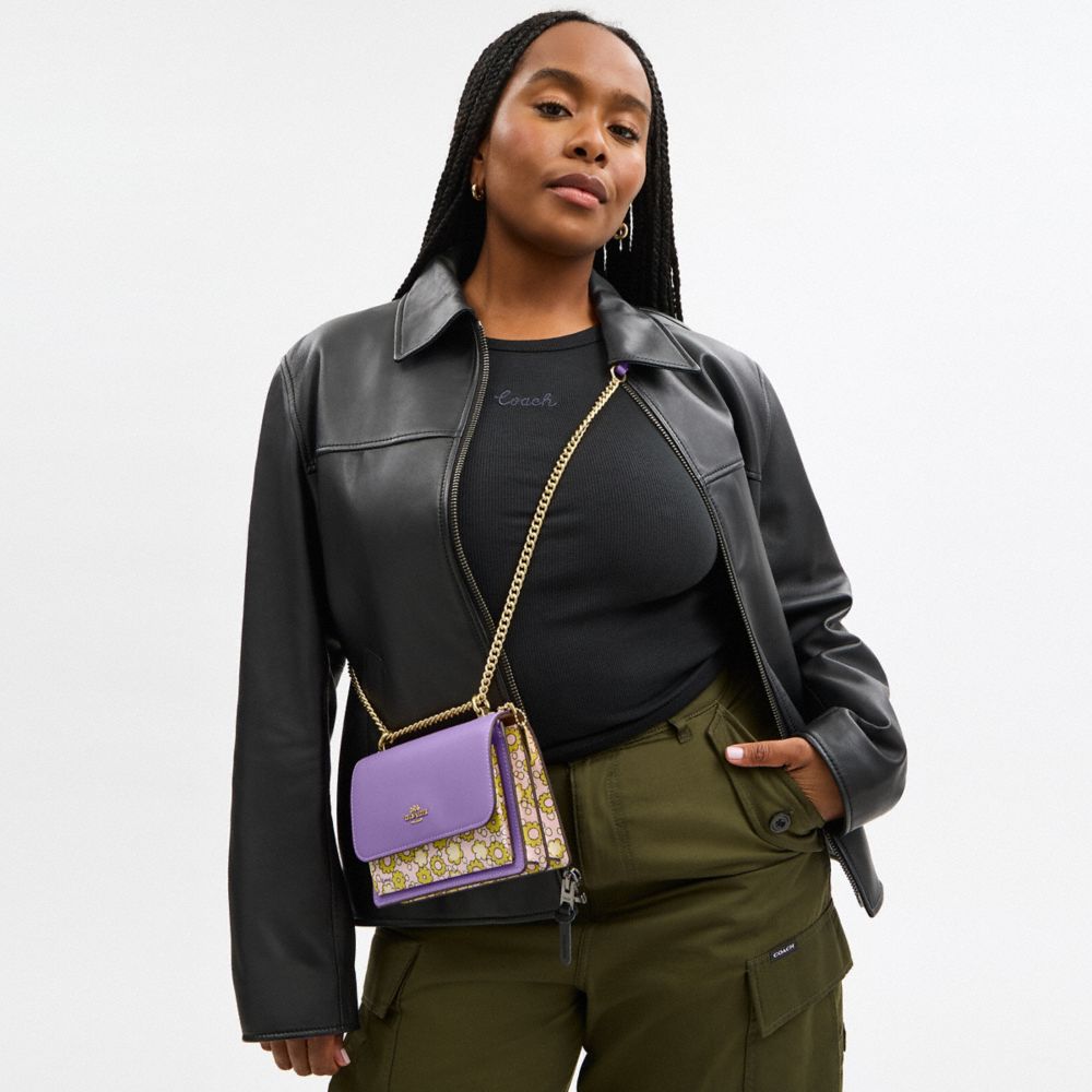 COACH®,Mini Klare Crossbody Bag In Colorblock With Floral Print,Lavender