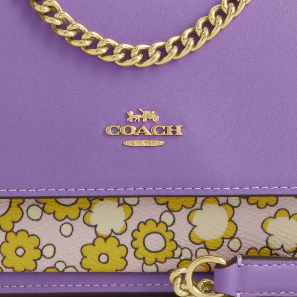 COACH®,Mini Klare Crossbody Bag In Colorblock With Floral Print,Lavender,Closer View