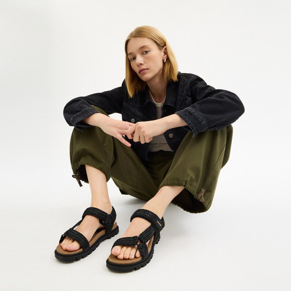 COACH®,Sport Sandal,Black,Detail View