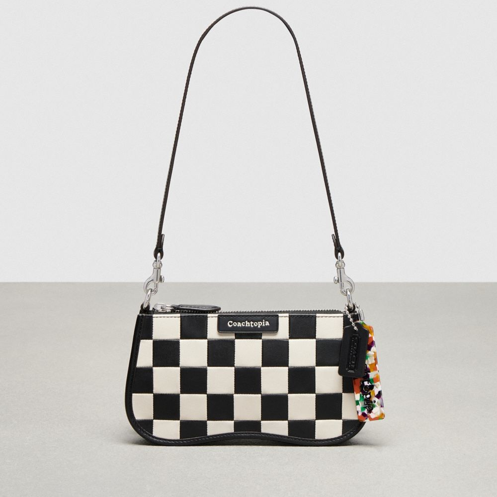 Alter Ego Small Wavy Shoulder Bag In Checkerboard Upcrafted Leather Coachtopia