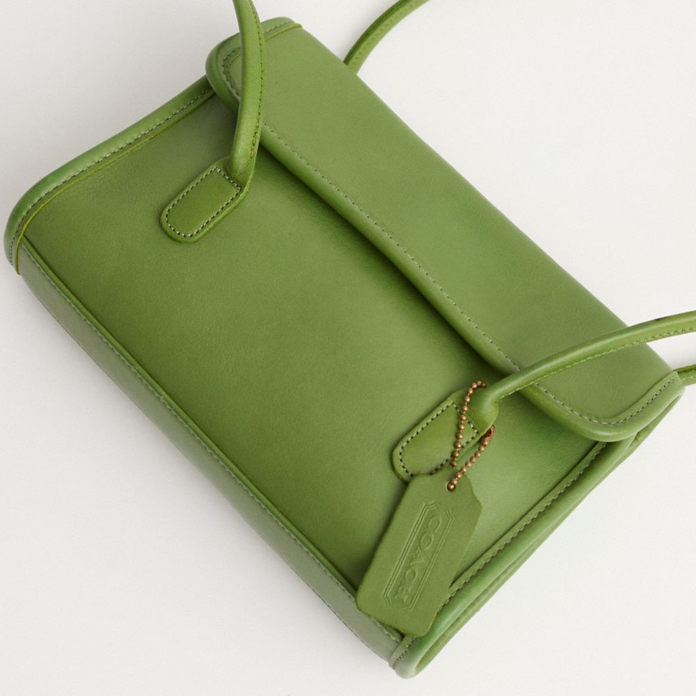 COACH®,Vintage Laurie Flap Bag,Leather,Shoulder Bag,Embossed,Logo,Sustainable,Casual,Green,Closer View