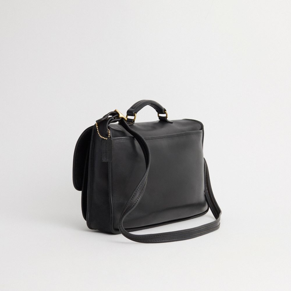 COACH®,Vintage Metropolitan Brief,Leather,Briefcase,Adjustable,Work,Black,Angle View