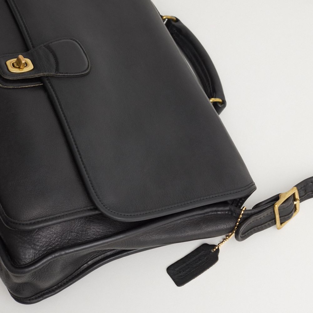 COACH®,Vintage Metropolitan Brief,Leather,Briefcase,Adjustable,Work,Black,Closer View
