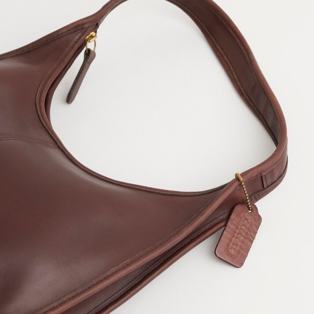 COACH®,Vintage Ergo Zip Bag,Leather,Hobo,Logo,Embossed,Sustainable,Casual,Brown,Closer View