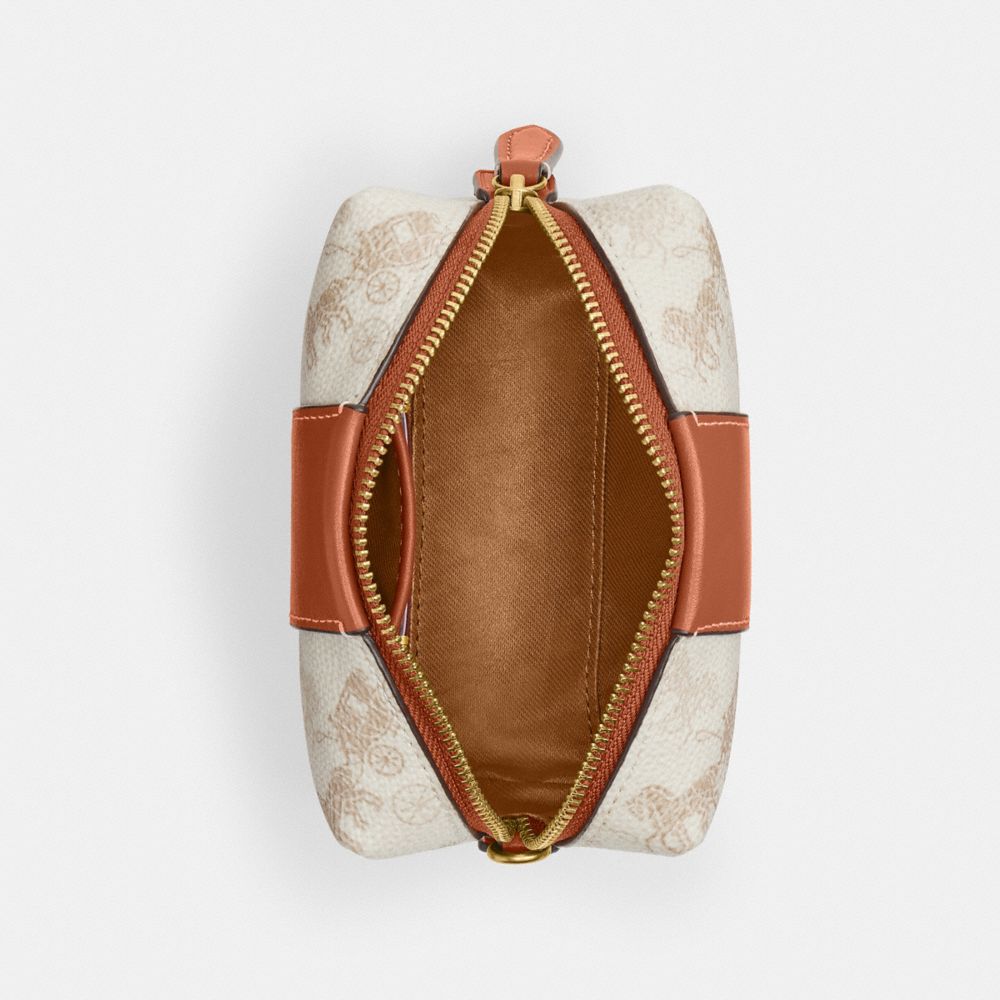 COACH®,エッセンシャル ミニ コスメティック ポーチ・ホース アンド キャリッジ プリント,ポーチ＆小物入れ,ﾌﾞﾗｽ/ﾁｮｰｸ ﾄｰﾌﾟ