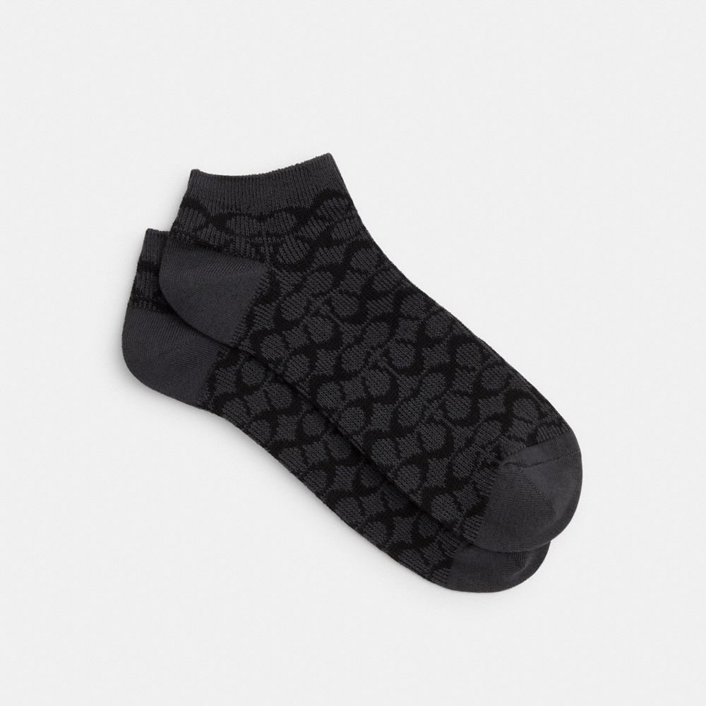 Coach Outlet Signature Ankle Socks In Gray