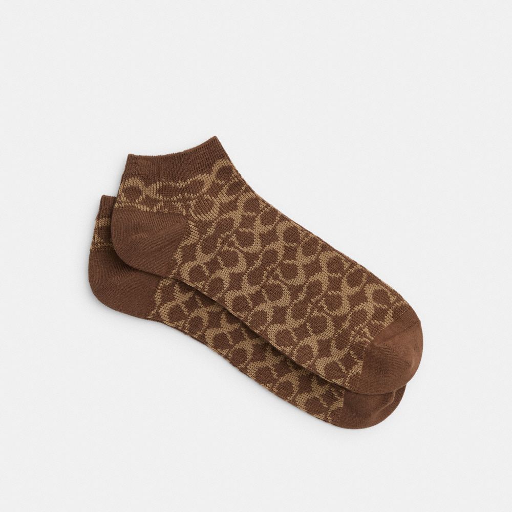 Coach Outlet Signature Ankle Socks In Sand
