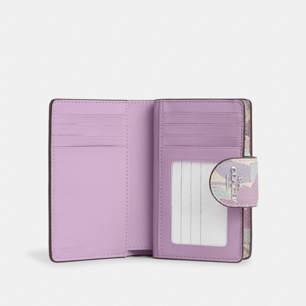 COACH®,Medium Corner Zip Wallet With Floral Print,,Inside View,Top View