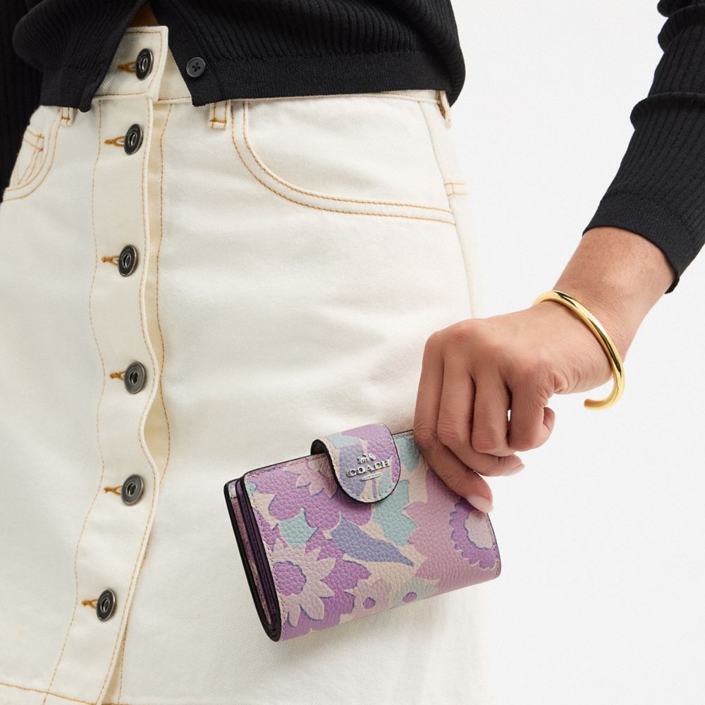 COACH®,Medium Corner Zip Wallet With Floral Print,,Detail View