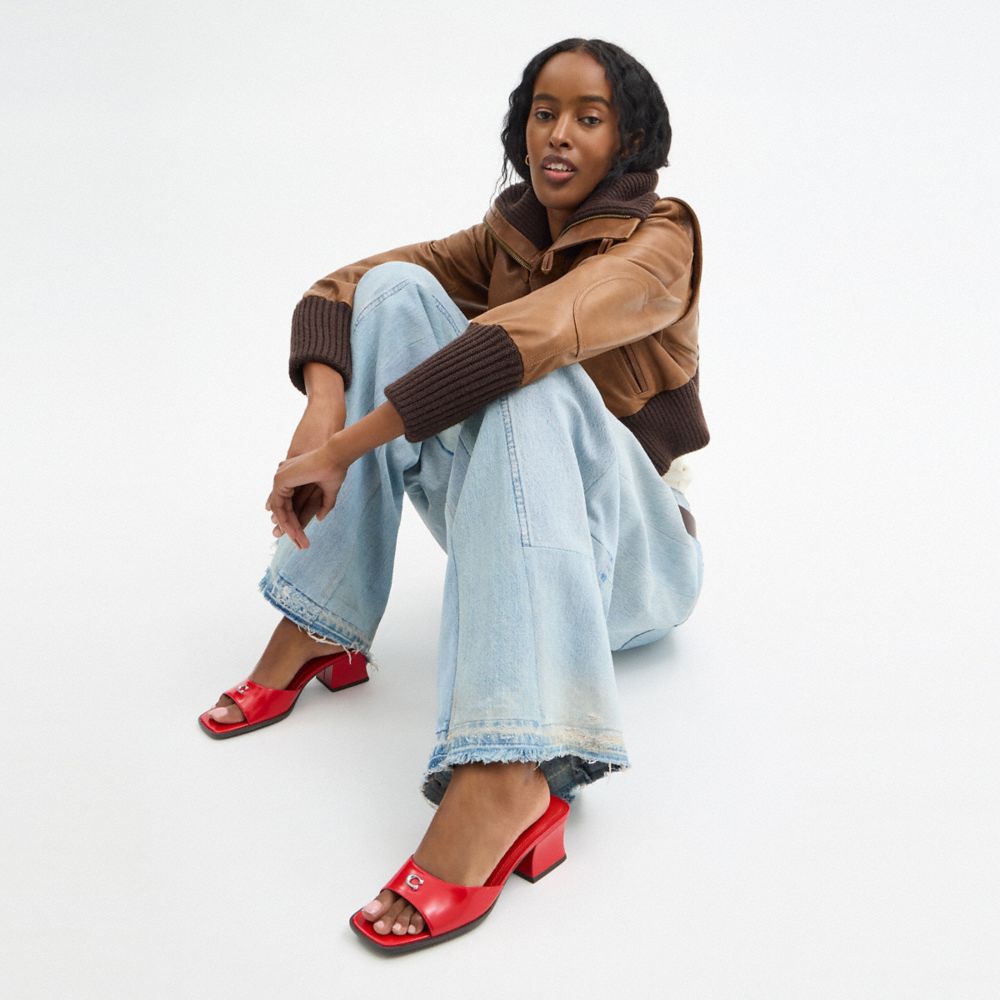 COACH®,Sculpted C Block Heel Sandal,,Detail View