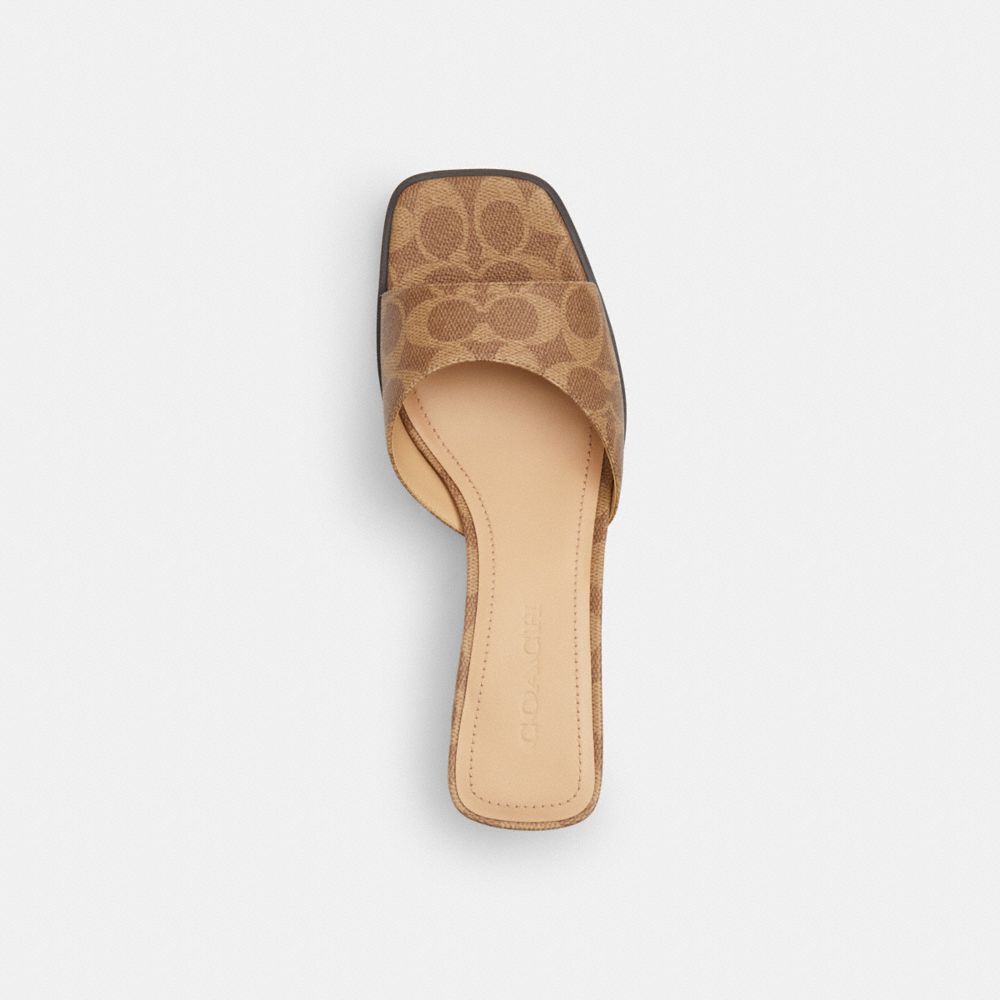 Coach Sculpted C Block Heel Sandal In Signature Canvas