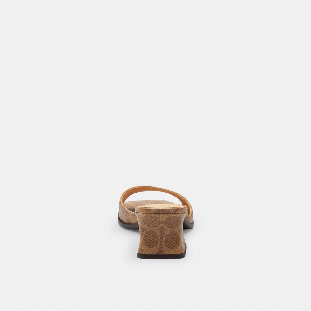 Coach Sculpted C Block Heel Sandal In Signature Canvas