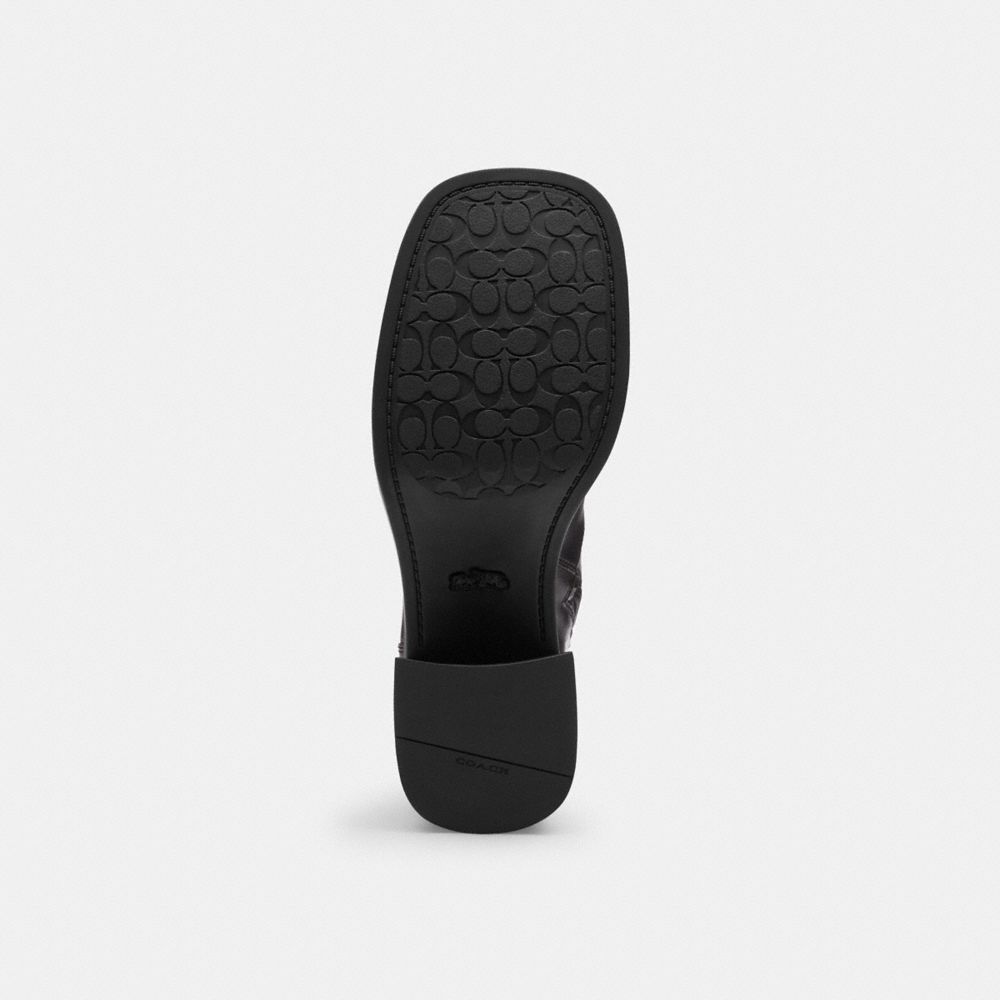 COACH®,Sculpted C Bootie In Loved Leather,Lining Leather,Rubber,Leather,Bootie,Plastic,Padded Insole,Day Party,Black,Outsole View