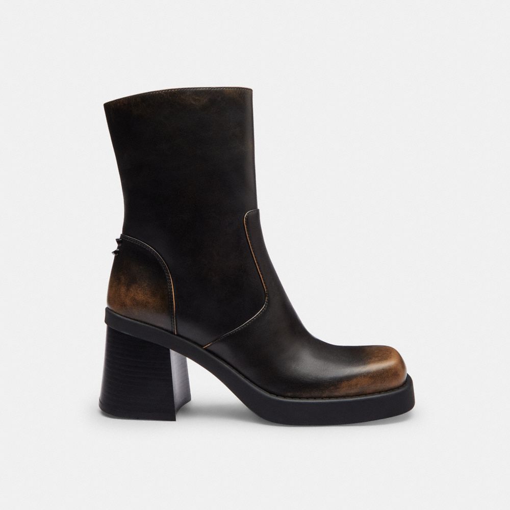Coach Sculpted C Bootie In Loved Leather In Black