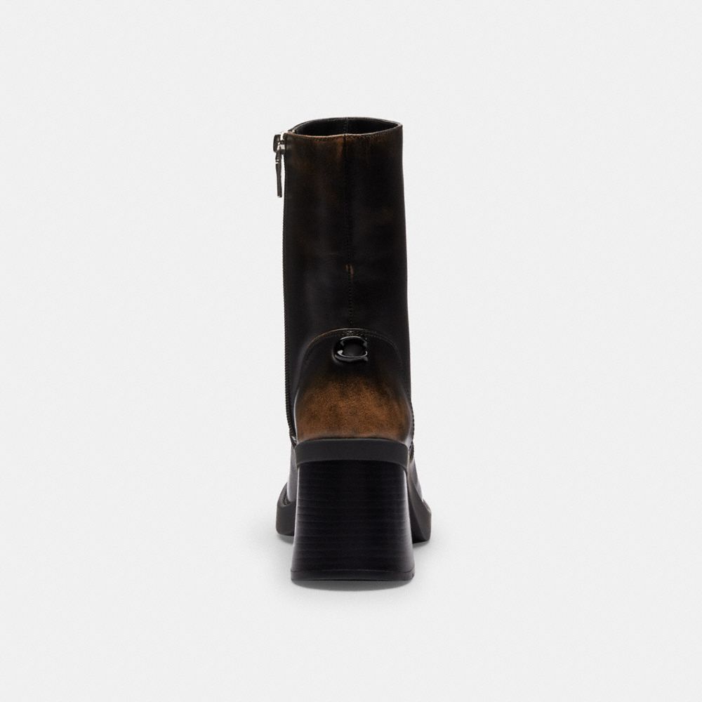 Coach Sculpted C Bootie In Loved Leather In Black