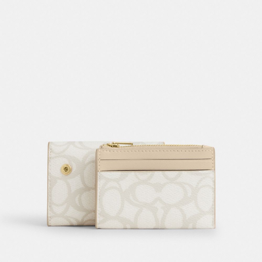 COACH®,Card Holder Wallet In Sketch Signature Canvas,,Angle View