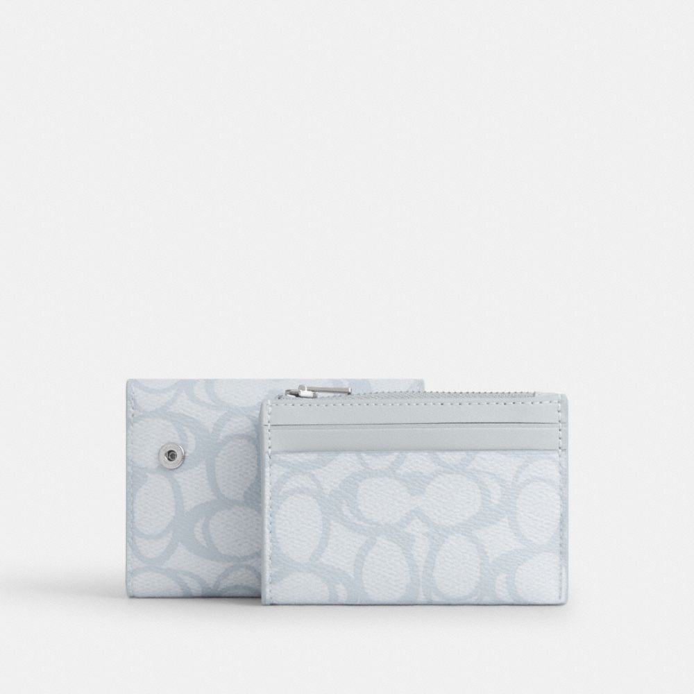 COACH®,Card Holder Wallet In Sketch Signature Canvas,,Angle View