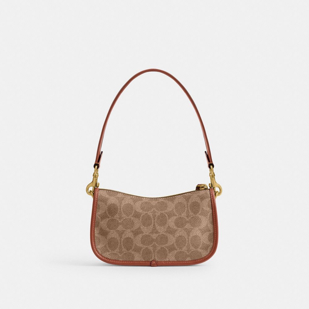 COACH®,【COACH X PEANUTS】スウィンガー バッグ 20・シグネチャー キャンバス,ショルダーバッグ,ﾌﾞﾗｽ/ﾀﾝ ﾌﾞﾗｳﾝ ﾏﾙﾁ