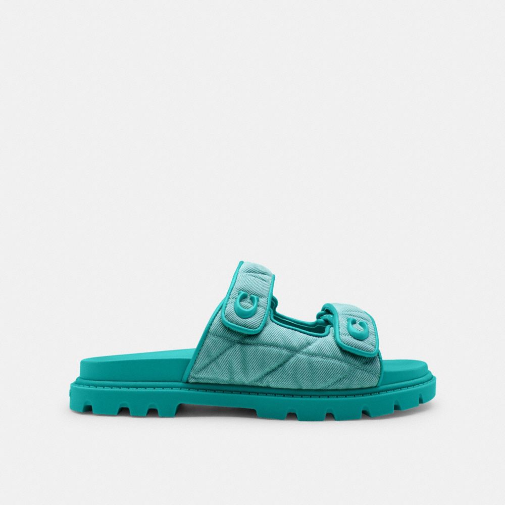 COACH®,Sculpted C Double Band Sandal With Quilting,,Angle View