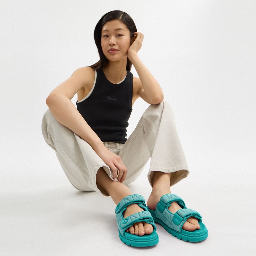 COACH®,Sculpted C Double Band Sandal With Quilting,,Detail View
