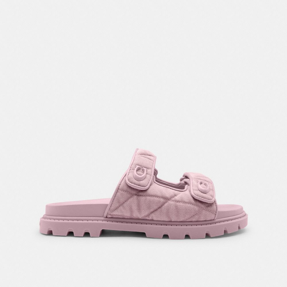 COACH®,Sculpted C Double Band Sandal With Quilting,,Angle View