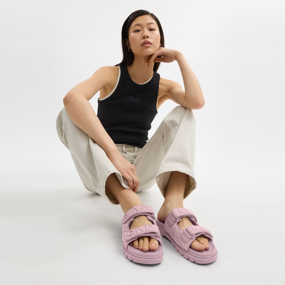 COACH®,Sculpted C Double Band Sandal With Quilting,,Detail View