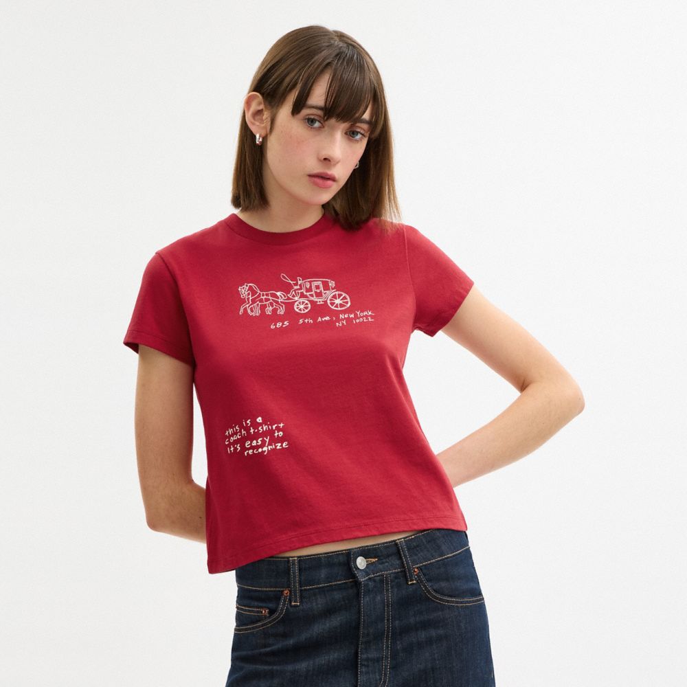 COACH®,Heritage Sketch Print 90 S T Shirt In Organic Cotton,,Scale View
