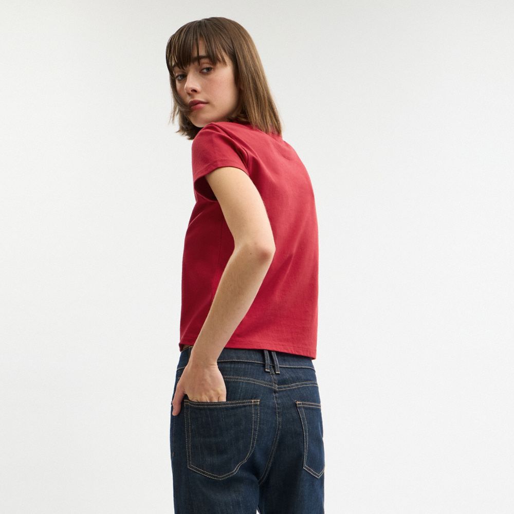 COACH®,Heritage Sketch Print 90 S T Shirt In Organic Cotton,,Scale View