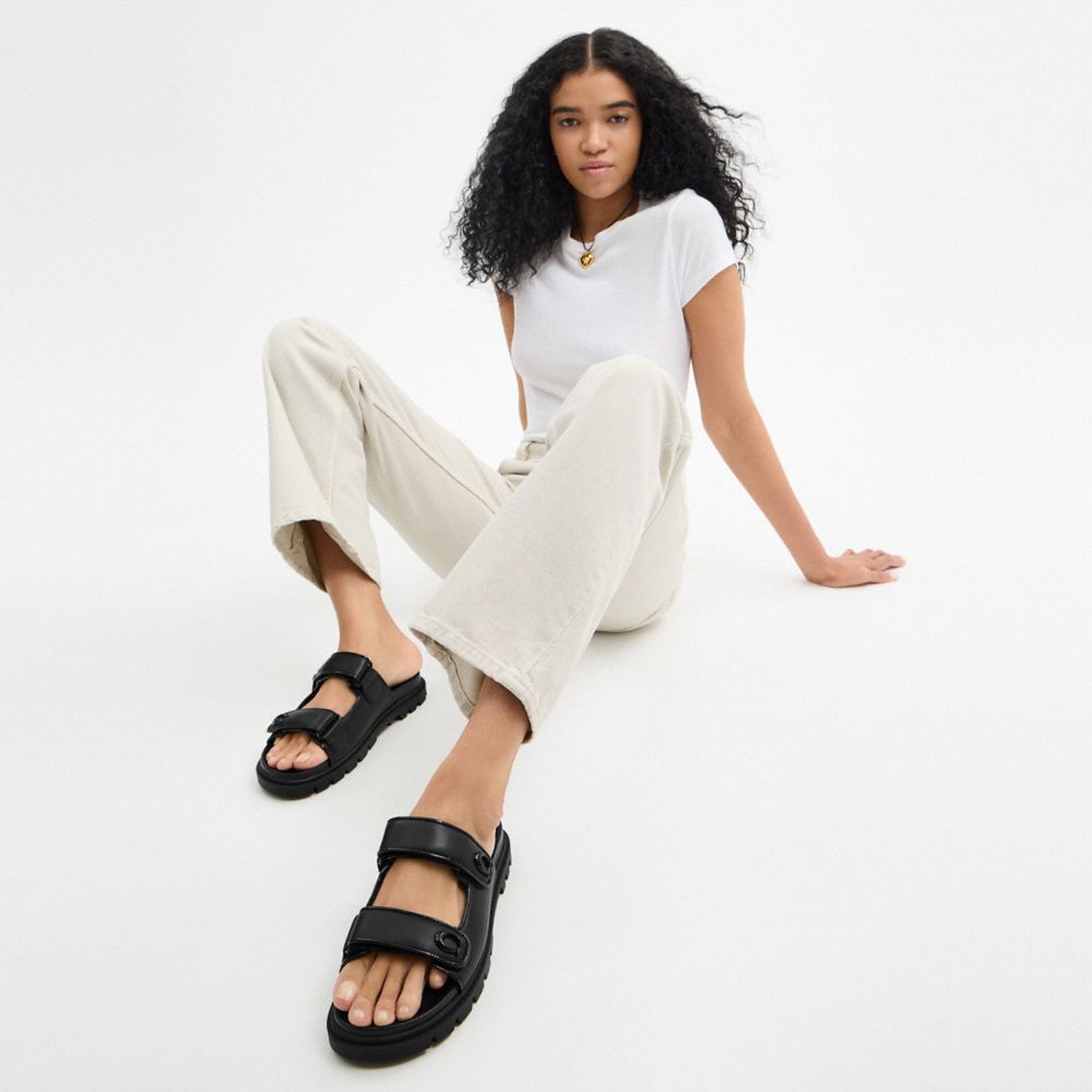 COACH®,Sculpted C Double Band Sandal,,Detail View
