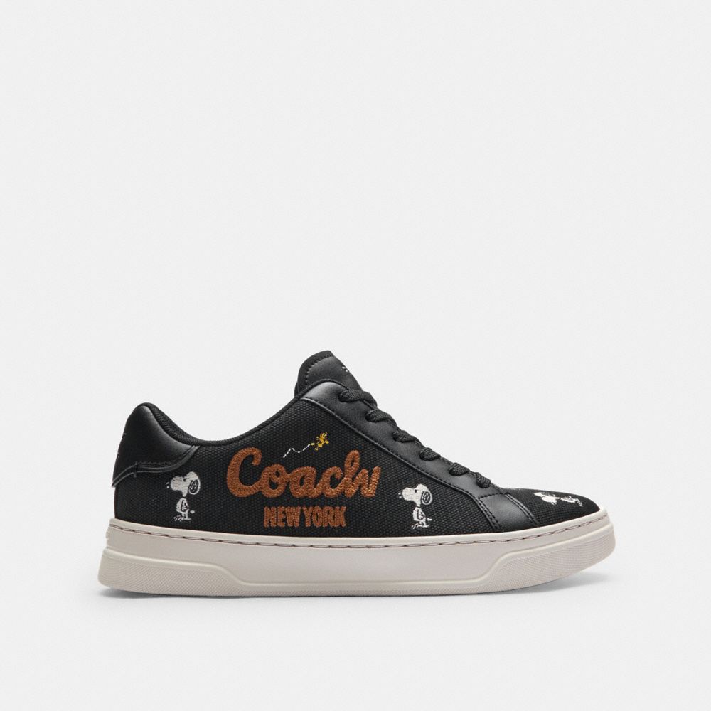 COACH®,【COACH X PEANUTS】ハイ ライン スニーカー・スヌーピー プリント,スニーカー,ﾌﾞﾗｯｸ/ﾏﾙﾁ