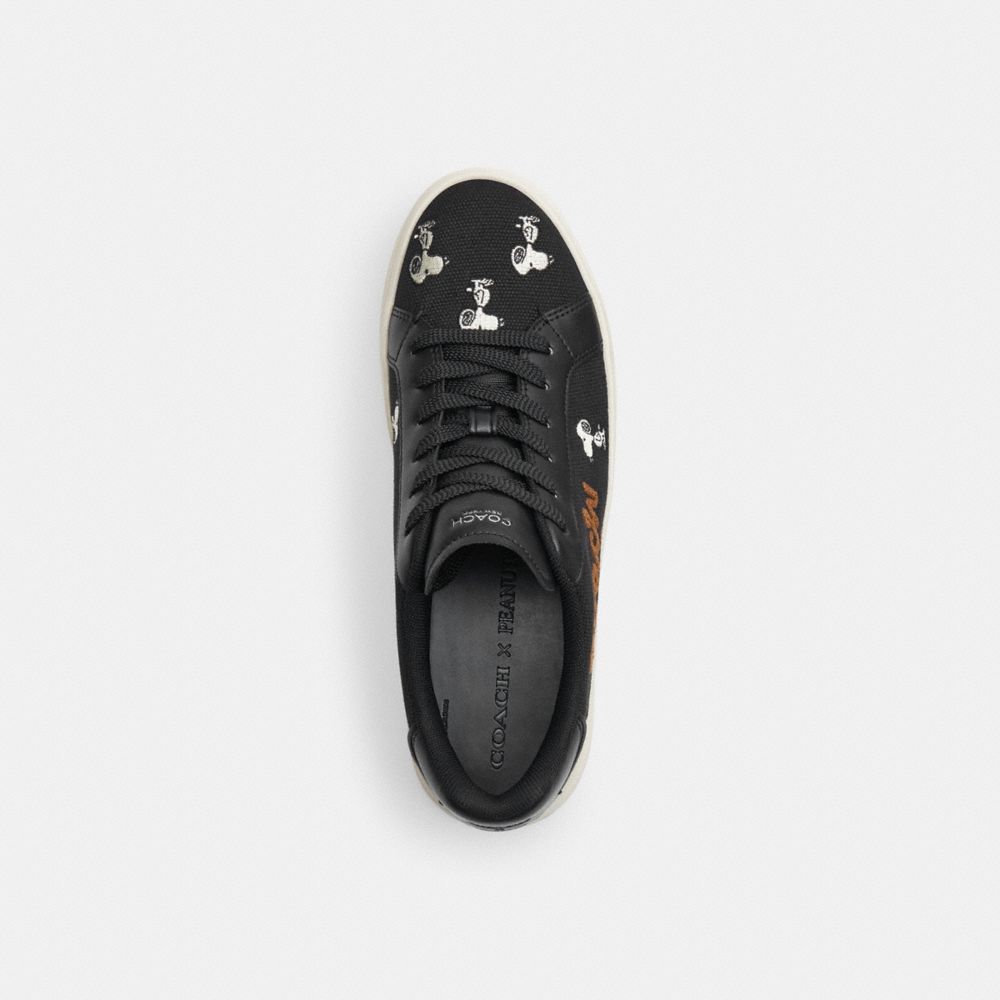 COACH®,【COACH X PEANUTS】ハイ ライン スニーカー・スヌーピー プリント,スニーカー,ﾌﾞﾗｯｸ/ﾏﾙﾁ