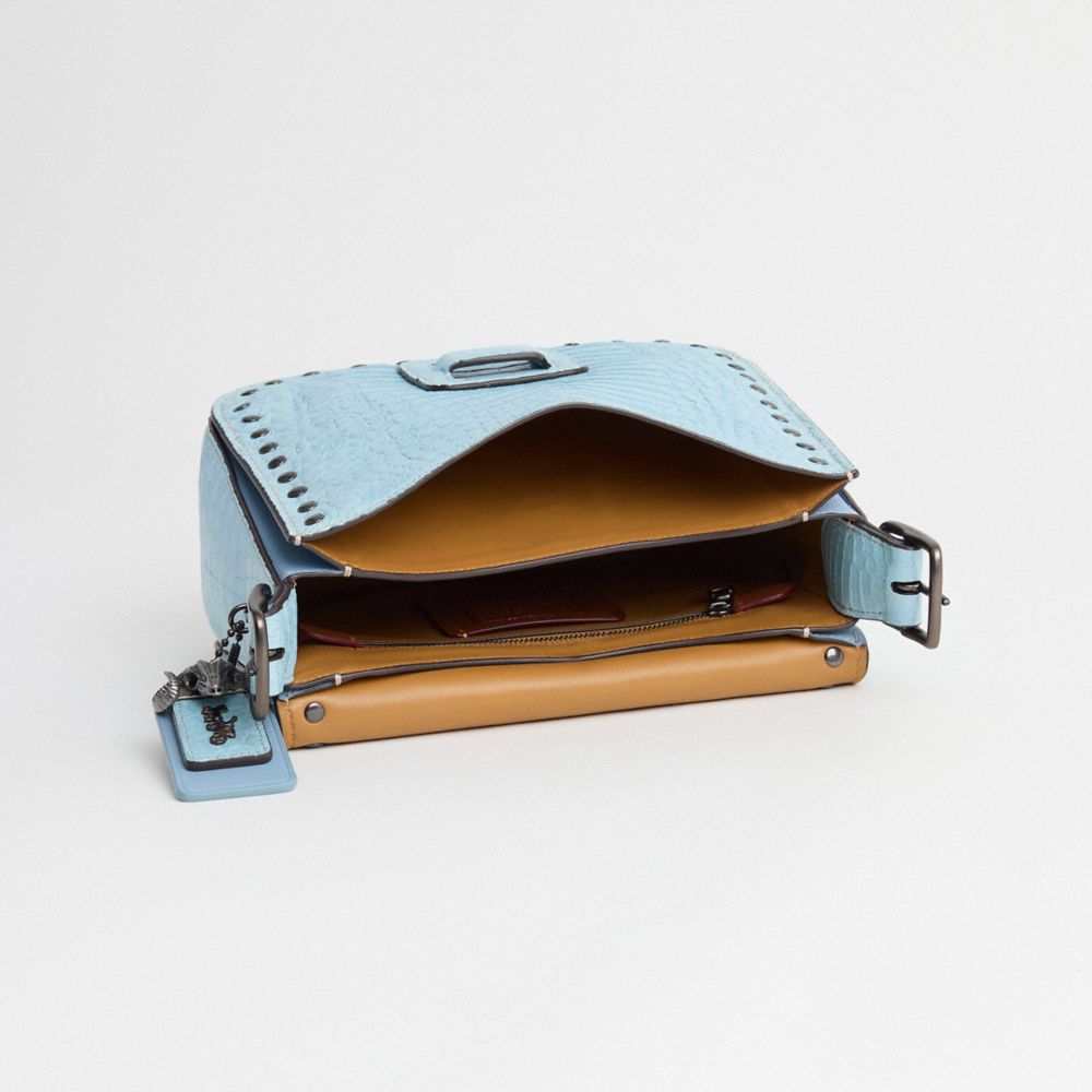 COACH®,Upcrafted Courier Bag In Crocodile,,Inside View,Top View