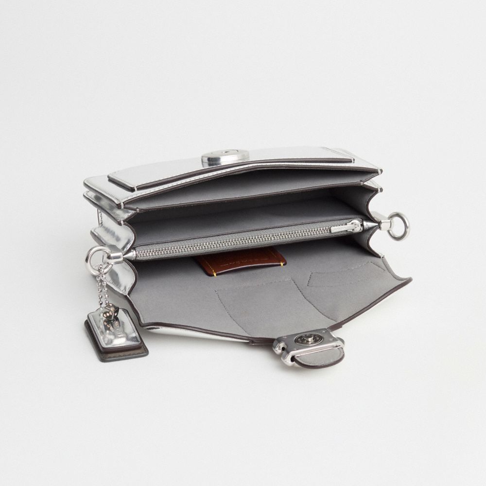 COACH®,Upcrafted Tabby Shoulder Bag 20 In Metallic,Leather,Shoulder Bag,Metal,Stripe,Logo,Sustainable,Silver Metal,Day Party,Silver,Inside View,Top View