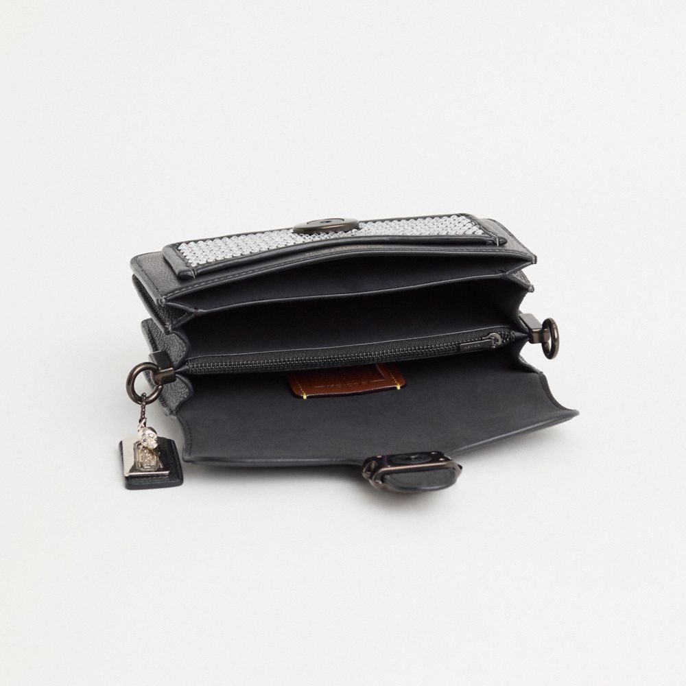 COACH®,Upcrafted Tabby Shoulder Bag 20,Leather,Shoulder Bag,Logo,Rhinestones,Metal,Sustainable,Mixed Metal,Day Party,Black,Inside View,Top View