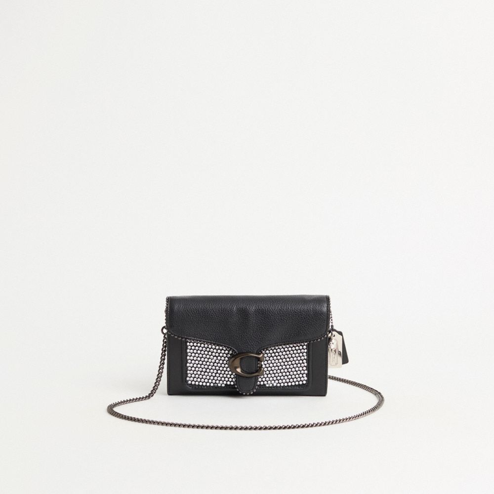 Coach Upcrafted Tabby Chain Clutch With Beadchain In Pewter/black