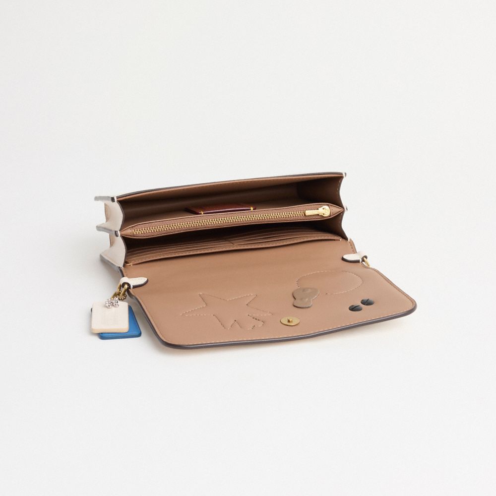 COACH®,Upcrafted Bea Crossbody Bag,Calfskin Leather,Crossbody,Applique,Shearling,3D Embellishment,Metal,Bow,Brass,Day Party,Cream,Inside View,Top View