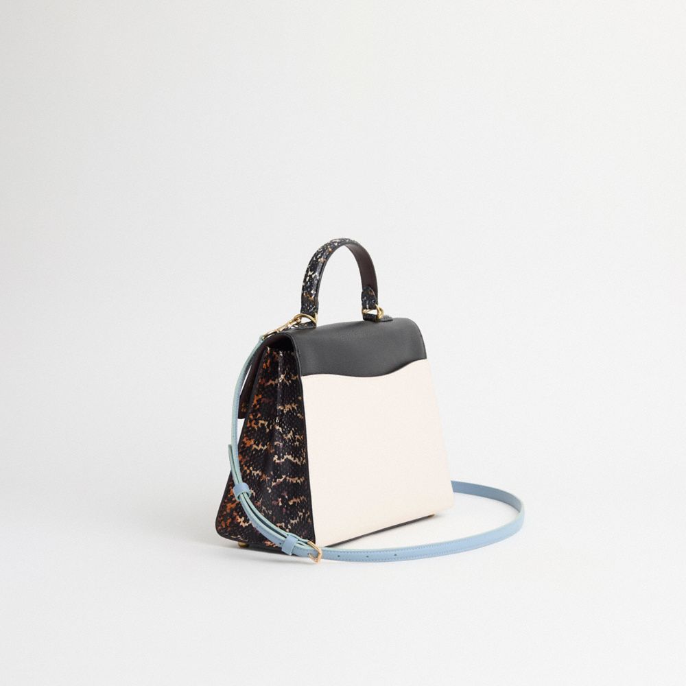 COACH®,Upcrafted Tabby Top Handle In Colorblock Snakeskin,,Angle View