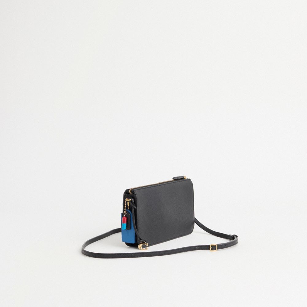 COACH®,Upcrafted Noa Pop Up Messenger,Leather,Wristlet,Faux Leather,Studded,Casual,Black,Angle View