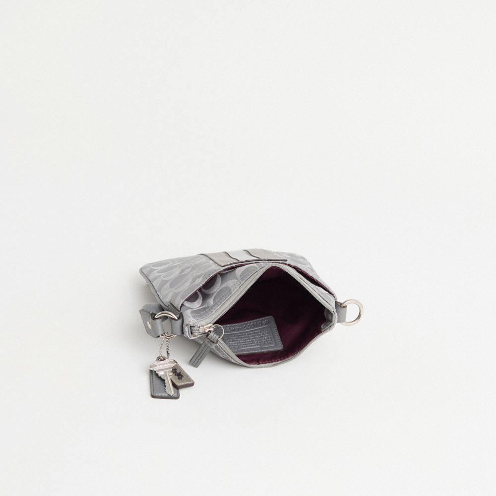 COACH®,Upcrafted Mia Swingpack,Canvas,Crossbody,Stripe,3D Embellishment,Metal,Silver Metal,Casual,Gray,Inside View,Top View