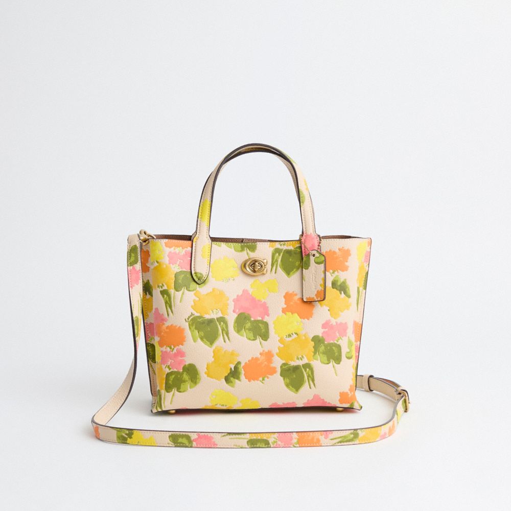 COACH®,Restored Willow Tote Bag 24 With Floral Print,,Front View