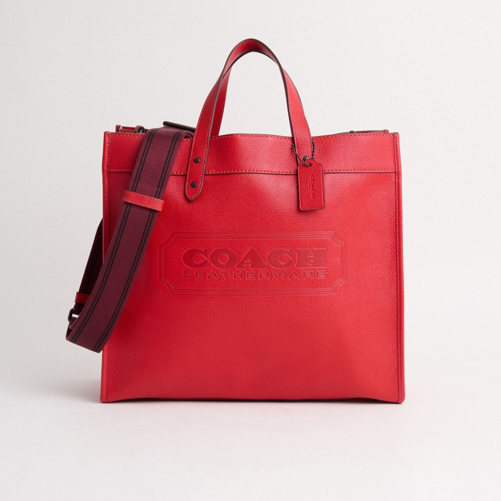 COACH®,Restored Field Tote Bag 40 With Coach Badge,,Front View