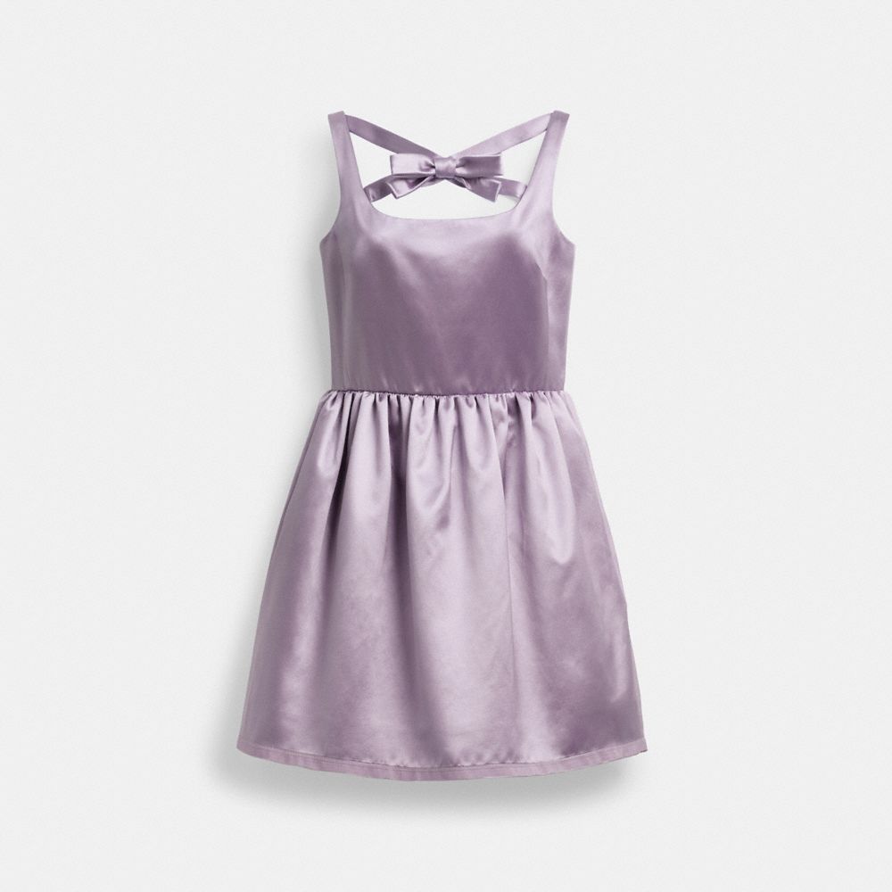 COACH®,Cross Neck Satin Mini Dress,Lavender,Front View image number 0