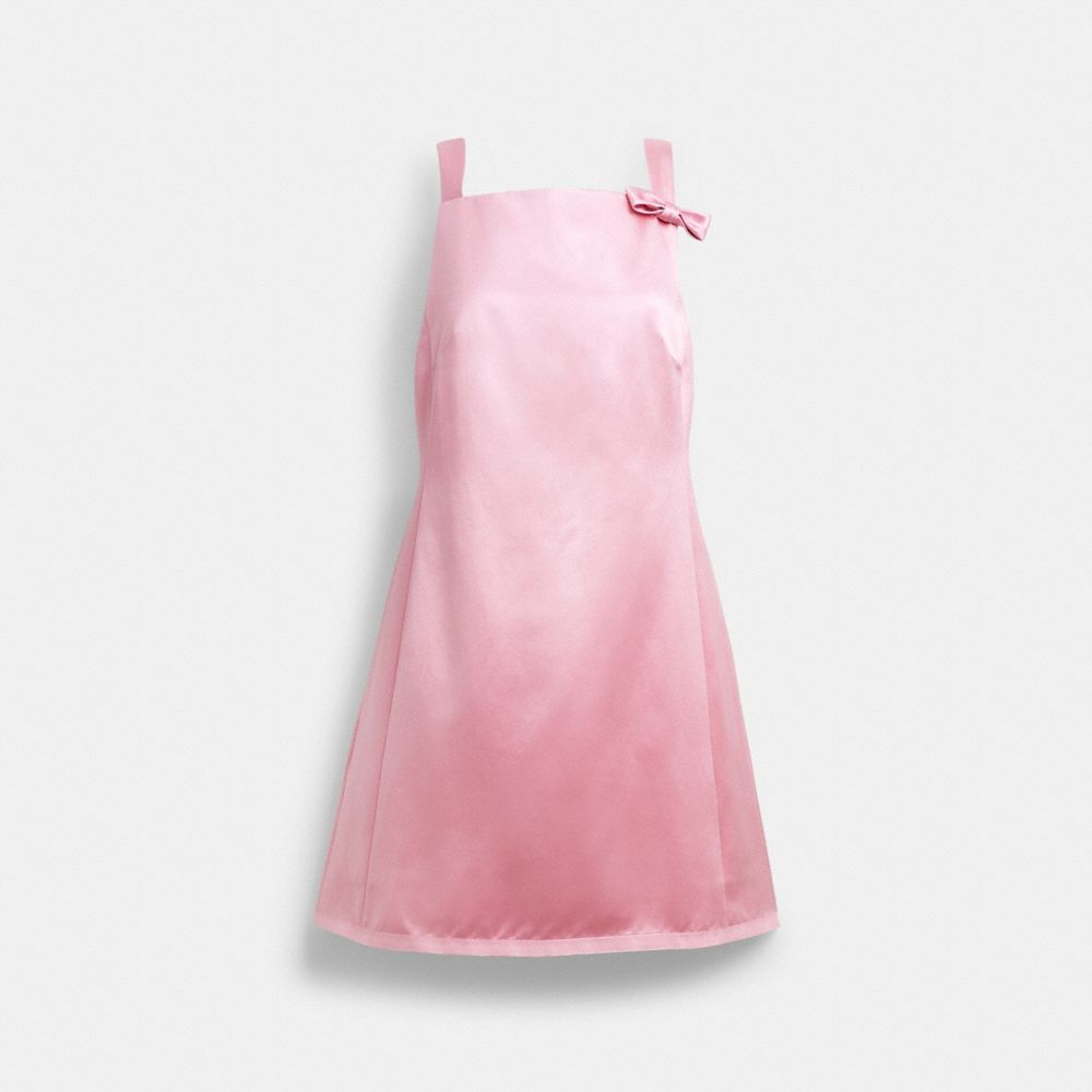 COACH®,Square Neck Satin Mini Dress,Blush,Front View