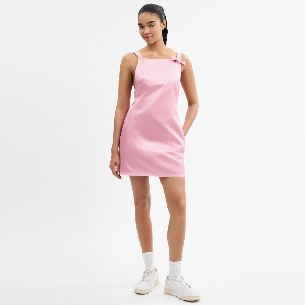 COACH®,Square Neck Satin Mini Dress,Blush,Scale View